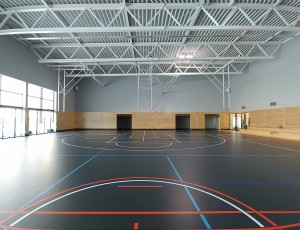 Spielfeldlinierung für Zweifeldsporthalle in Hartmannsdorf